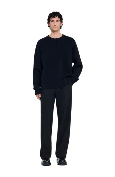 Sandro Rib Knit Sweater In Black