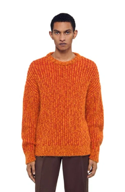 Sandro Roberto Oversized Crewneck Sweater In Orange