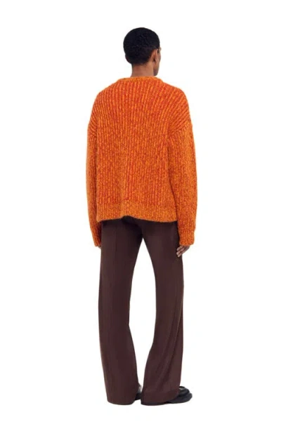 Sandro Roberto Oversized Crewneck Sweater In Orange