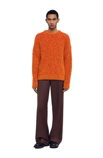 Sandro Roberto Oversized Crewneck Sweater In Orange