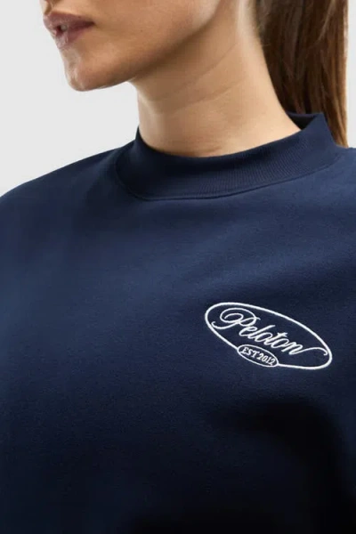 Peloton Soft Fleece Mock Neck Sweatshirt In Blue