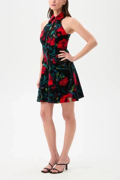 Trina Turk Safina Button Front Printed Velvet Dress In Multi