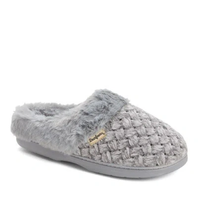 Dearfoams Womens Claire Cable Knit Chenille Clog House Slipper In Gray