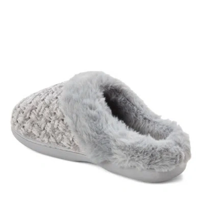Dearfoams Womens Claire Cable Knit Chenille Clog House Slipper In Gray