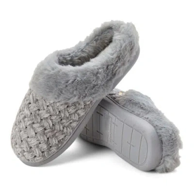 Dearfoams Womens Claire Cable Knit Chenille Clog House Slipper In Gray