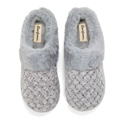 Dearfoams Womens Claire Cable Knit Chenille Clog House Slipper In Gray