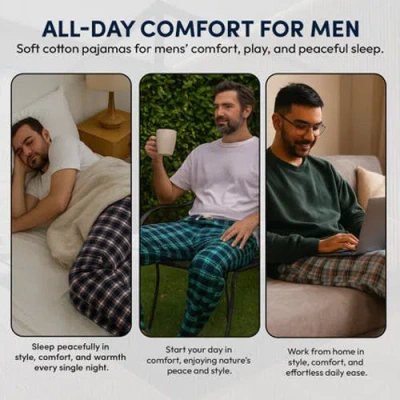 Benben 3 Pack Mens Flannel Pajamas Pants Ultra Soft In Sand