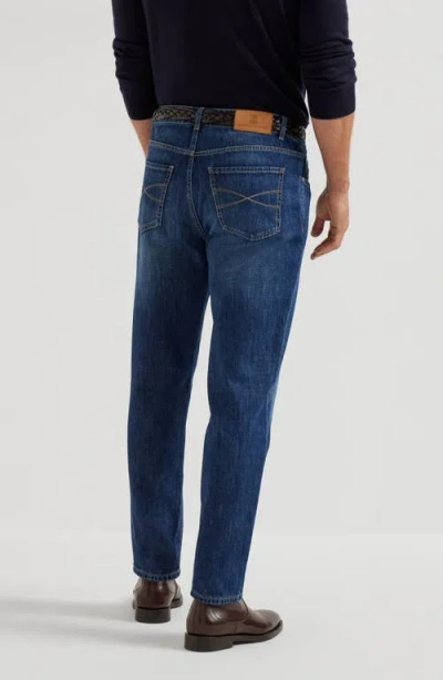 Brunello Cucinelli Relaxed-fit Denim Trousers With Rolled Cuffs In Blue