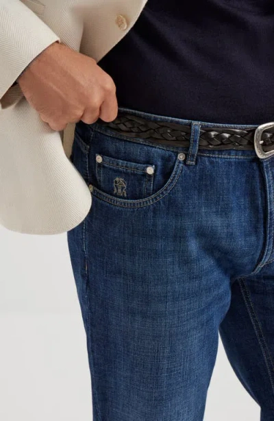 Brunello Cucinelli Relaxed-fit Denim Trousers With Rolled Cuffs In Blue