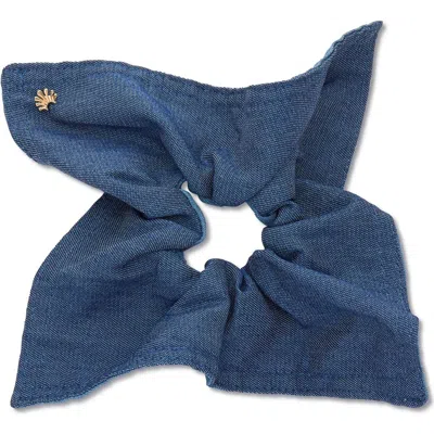Lele Sadoughi Denim Double Faced Square Scrunchie In Brown