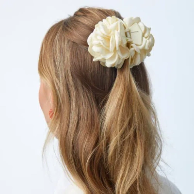 Lele Sadoughi Ivory Peony Flower Claw Clip In White