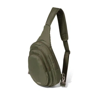 Baggallini Securtex Anti-theft Multi Zip Sling Bag In Green