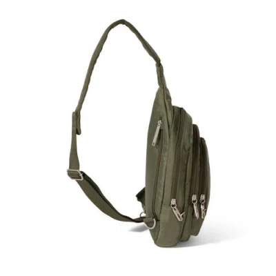 Baggallini Securtex Anti-theft Multi Zip Sling Bag In Green