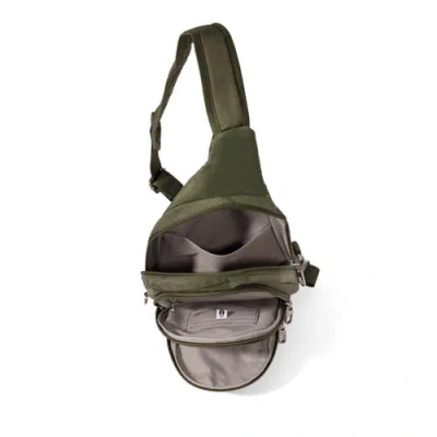 Baggallini Securtex Anti-theft Multi Zip Sling Bag In Green