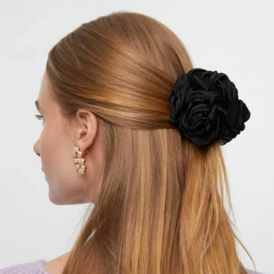 Lele Sadoughi Jet Peony Flower Claw Clip In Black