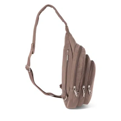 Baggallini Securtex Anti-theft Multi Zip Sling In Brown