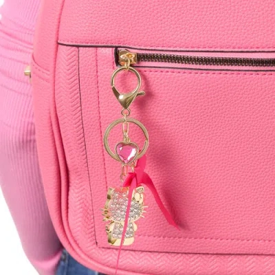 Hello Kitty Crystal Charm Keychain With Bow And Heart Accent In Gold