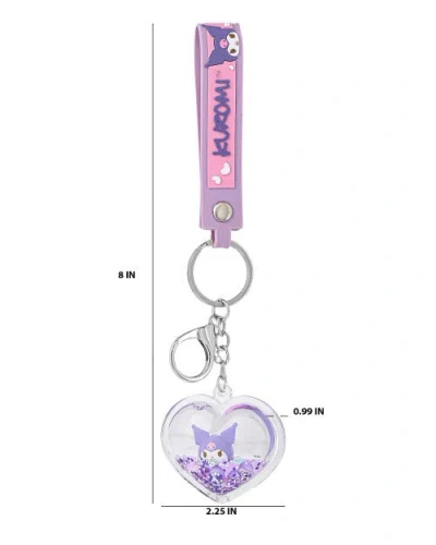 Hello Kitty Kuromi Purple Heart Liquid Keychain In Purple