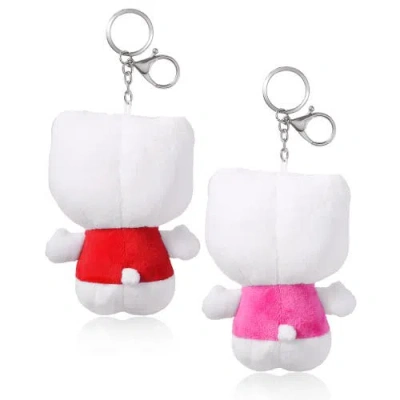 Hello Kitty Red And Pink Plush Keychain In Multi