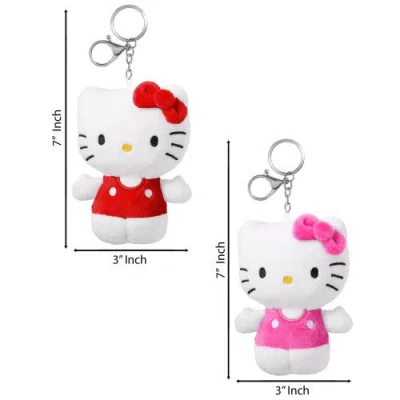 Hello Kitty Red And Pink Plush Keychain In Multi