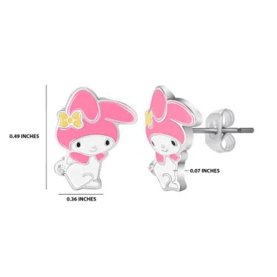 Hello Kitty My Melody Flash Plated Enamel And Cyrstal Stud Earrings In Metallic