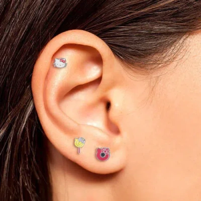 Hello Kitty Set Of 3 Earrings With Stud & Clip-on Styles In Multi