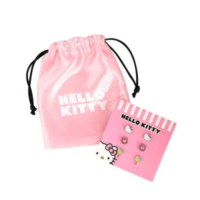 Hello Kitty Set Of 3 Earrings With Stud & Clip-on Styles In Multi
