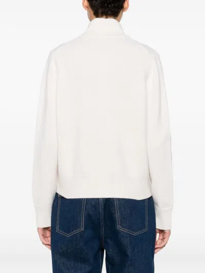 Maison Kitsuné 'fox Head' Inlay Wool Cardigan In White