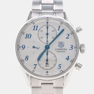 Pre-owned Tag Heuer Carrera Heritage Chronograph Cas2111 Automatic Silver Stainless Steel Men's Wristwatch 41mm