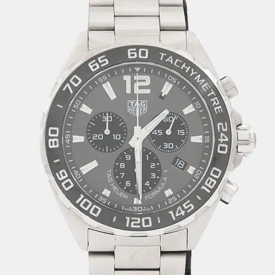 Pre-owned Tag Heuer Formula 1 Chronograph Caz1011.ba0843 Quartz Grey Stainless Steel Men's Wristwatch 43mm In Gray
