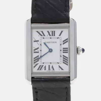 Pre-owned Cartier Tank Solo W5200005 Quartz White Stainless Steel Women's Wristwatch 24.5mm