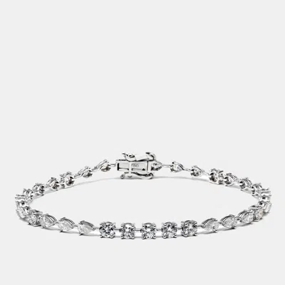 Pre-owned The Diamond Edit 3.9 Cts Pear Round Lab Grown Diamonds 18k White Gold Bracelet