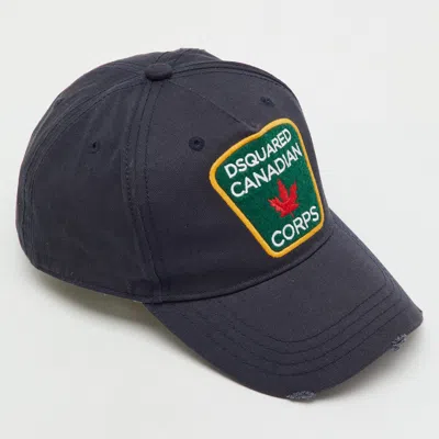 Pre-owned Dsquared2 Black Canadian Corps Canvas Baseball Cap