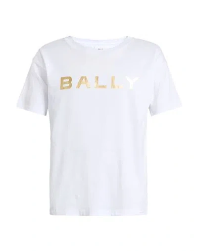 Bally Organic Cotton T-shirt With Metallic Gold Logo In White