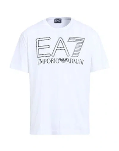 Ea7 Man T-shirt White Size 3xl Cotton In White