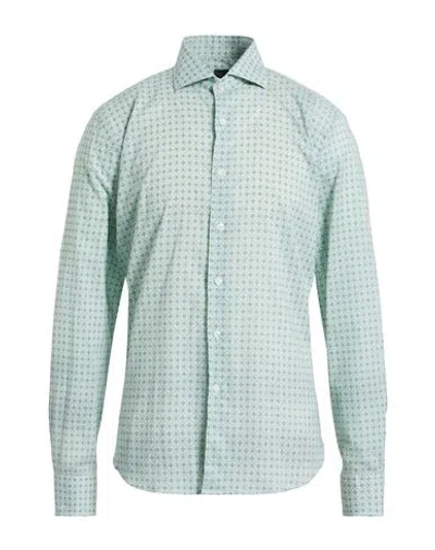 Fedeli Man Shirt Sage Green Size 17 Cotton, Elastane In Green
