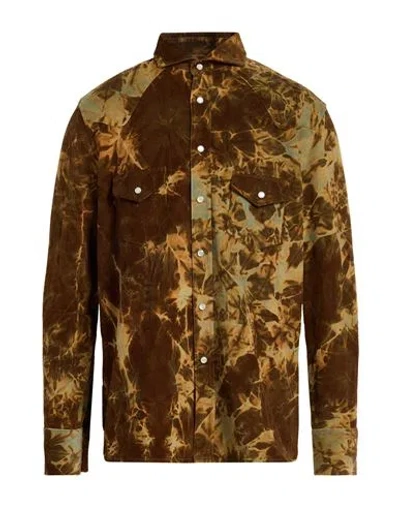 Arpège Heritage Man Shirt Brown Size 40 Cotton In Brown