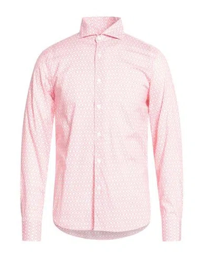 Fedeli Man Shirt Salmon Pink Size 15 ¾ Cotton, Elastane In Pink