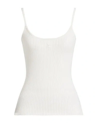 Courrèges Woman Top White Size M Viscose, Polyester In Multi