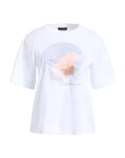 Peserico Woman T-shirt White Size 6 Cotton, Elastane In Blue