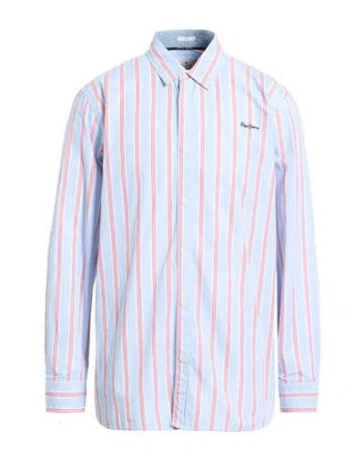 Pepe Jeans Man Shirt Sky Blue Size M Cotton In Blue