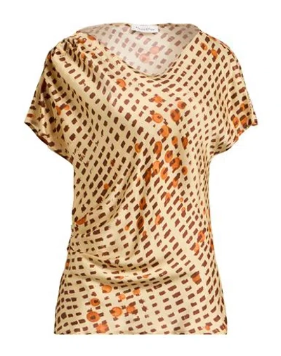 Manila Grace Woman Top Beige Size 10 Viscose In Neutral