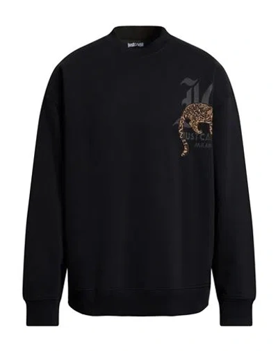 Just Cavalli Man Sweatshirt Black Size 3xl Cotton, Elastane In Black