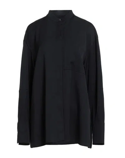 Jil Sander Woman Shirt Navy Size 8 Virgin Wool In Black