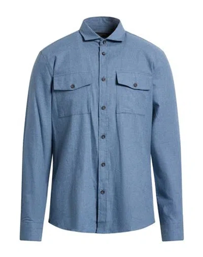 Hamaki-ho Man Shirt Slate Blue Size Xl Cotton, Elastane In Blue