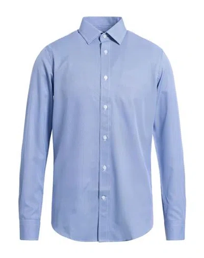 Scotch & Soda Man Shirt Navy Size 17 ½ Polyester, Elastane In Blue