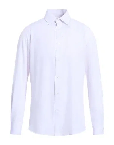 Scotch & Soda Man Shirt Lilac Size 17 ½ Polyester, Elastane In White