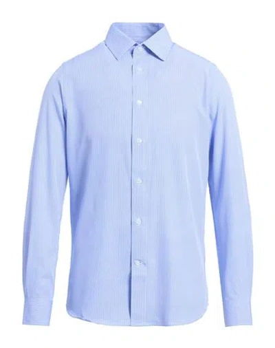 Scotch & Soda Man Shirt Blue Size 17 ½ Polyester, Elastane In Blue