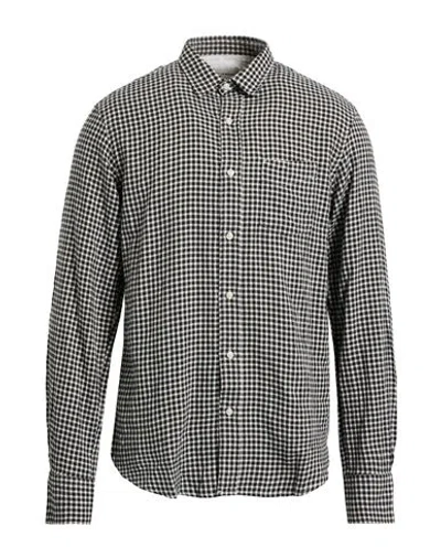 Officine Generale Lipp Italian Silk Exclusive Print Shirt In Black Ecru In Black