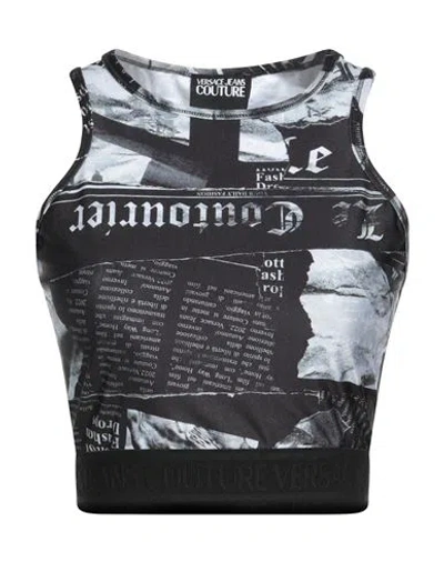 Versace Jeans Couture Woman Top Black Size 6 Polyester, Elastane In Black